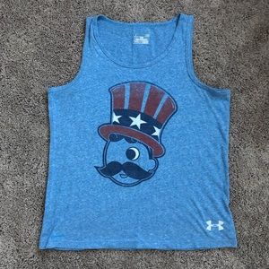 Mens Under Armor Heathered Blue Heat Gear Tank Top